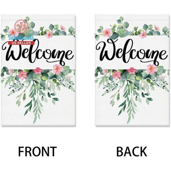 Spring Welcome Garden Flag: Spring Flower Yard Flag 12X18 Inch Floral Welcome - Picture 2 of 9